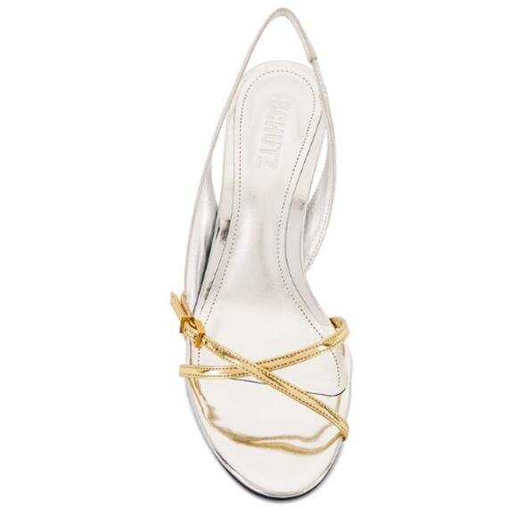 Schutz Cassie Mid Sandal in Prata & Ouro Claro Orch EUC Size 6 - Picture 13 of 13